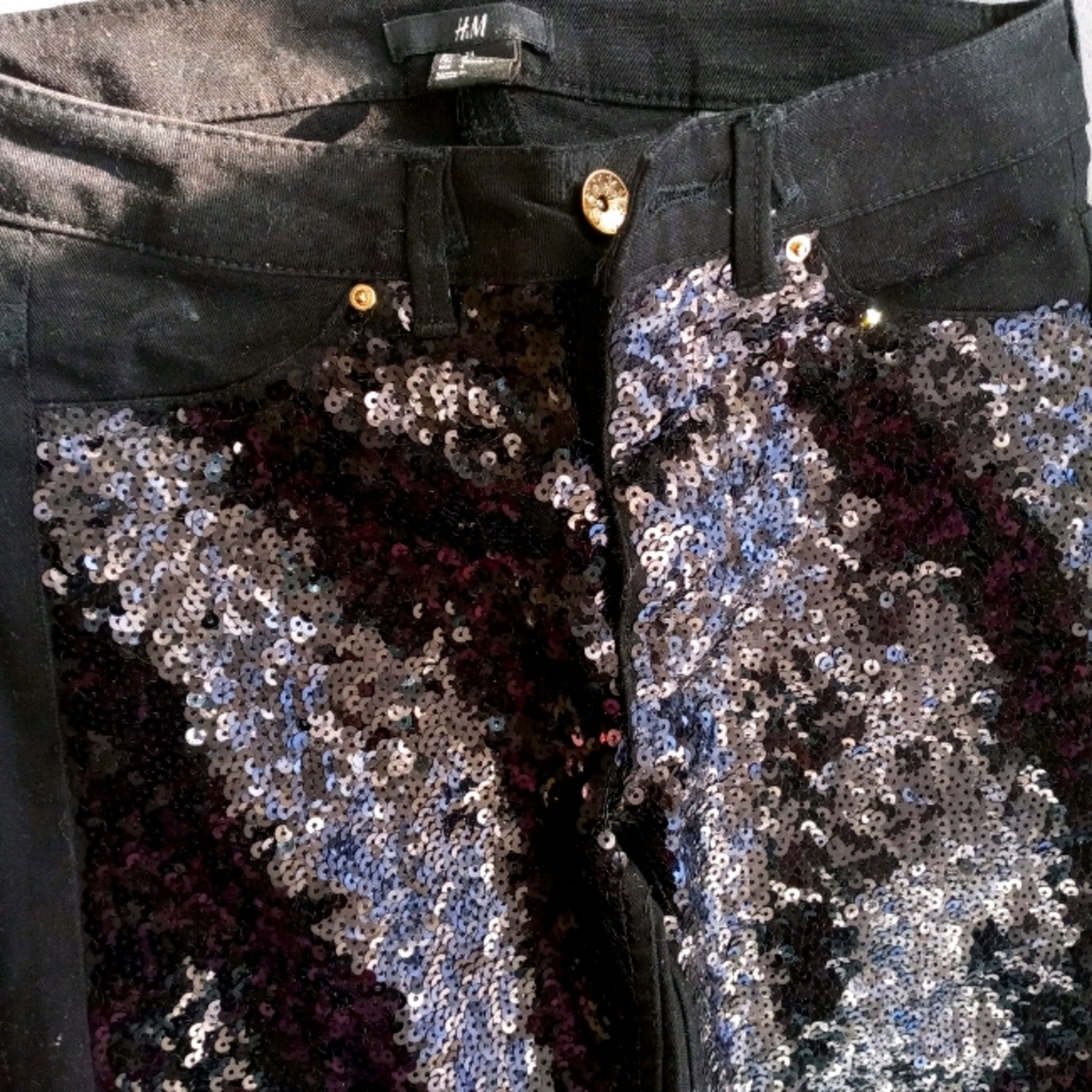 H&M Black Sequined Jeans